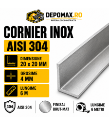 Cornier inox AISI 304, 20 x 20 x 4 mm, 6 metri